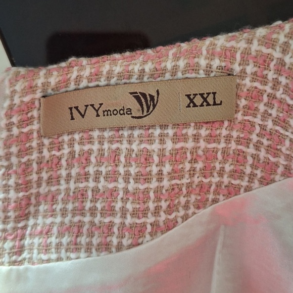 IVY Moda Tweed Shift Dress XXL Pink Winter Wool Blend Workwear Church Outfit - Picture 7 of 8